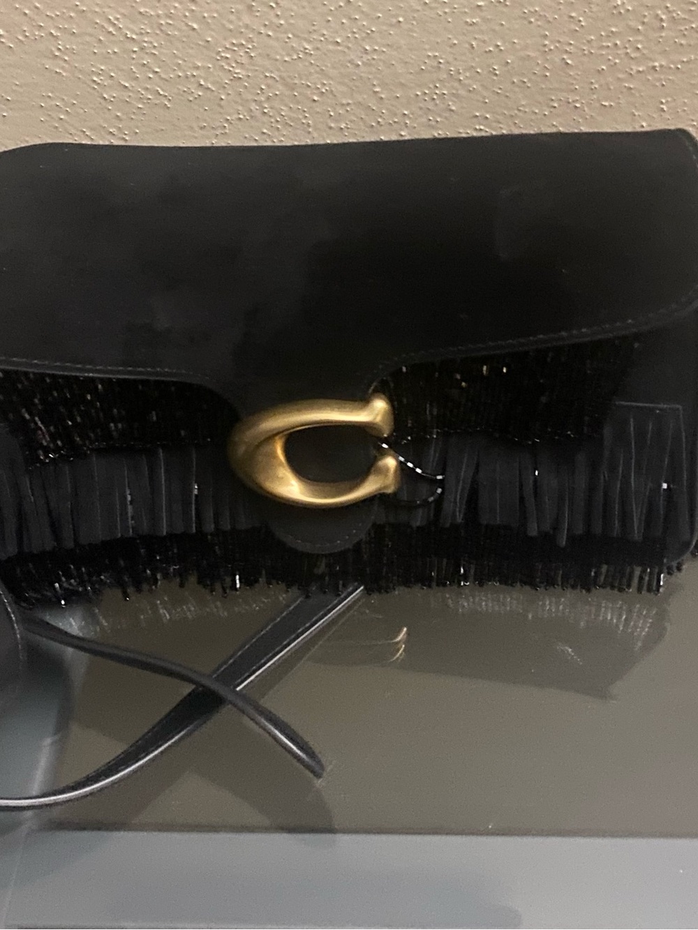 Coach Black Sequined Suede Tabby 26 with Gold Hardware NWT - Picture 5 of 5